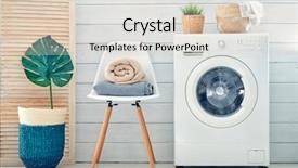  Presentation with luminous - Slide set enhanced with luminous - interior of a real laundry background and a lemonade colored foreground