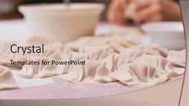  Presentation with dumpling - Cool new PPT theme with lunar holiday - making meat dumpling backdrop and a soft green colored foreground