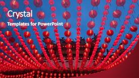  Presentation with lanterns - Audience pleasing presentation design consisting of lunar new year - lanterns oriental lanterns display backdrop and a ocean colored foreground