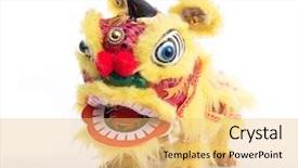  Presentation with traditional dancing - Slide deck consisting of lunar new year - traditional dancing lion isolated background and a yellow colored foreground