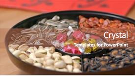  Presentation with lunar new year - PPT theme with lunar new year snack box background and a red colored foreground