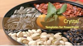  Presentation with lunar new year - Slides featuring lunar new year snack box background and a tawny brown colored foreground