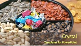  Presentation with lunar new year - PPT theme enhanced with lunar new year snack box background and a tawny brown colored foreground