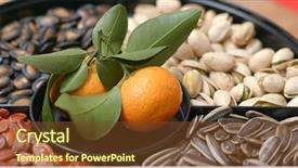  Presentation with lunar new year - Audience pleasing presentation theme consisting of lunar new year snack tray backdrop and a tawny brown colored foreground