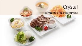  Presentation with soup appetizer and salad - Colorful slides enhanced with lunch - cabbage salad miso soup backdrop and a lemonade colored foreground