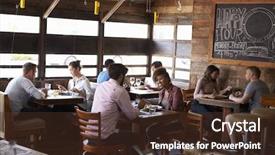  Presentation with lunch - Presentation theme having lunch at a busy restaurant background and a tawny brown colored foreground