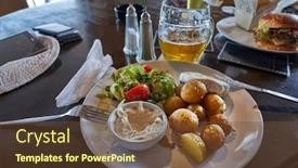  Presentation with lunch - Cool new PPT theme with lunch-at-a-restaurant-boiled backdrop and a tawny brown colored foreground