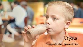  Presentation with school cafeteria - Slide deck featuring lunch at his school background and a coral colored foreground