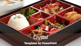  Presentation with lunch box - Slides having lunch box bento - meat background and a tawny brown colored foreground