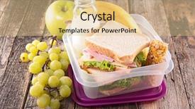  Presentation with school lunch - Colorful presentation design enhanced with assorted healthy sandwiches set background - lunch box school lunch backdrop and a lemonade colored foreground