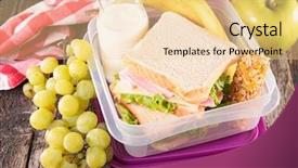  Presentation with school lunch - Beautiful presentation design featuring assorted healthy sandwiches set background - lunch box school lunch backdrop and a blonde colored foreground