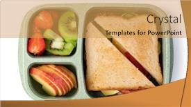  Presentation with lunch box - Colorful PPT theme enhanced with lunch-box-with-delicious-food backdrop and a yellow colored foreground