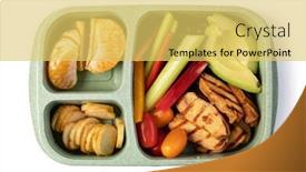  Presentation with lunch-box - PPT layouts having lunch-box-with-delicious-food background and a yellow colored foreground