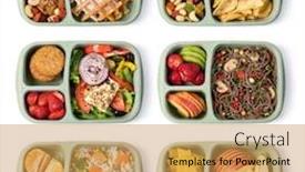  Presentation with lunch box - Colorful PPT layouts enhanced with lunch-box-with-delicious-food backdrop and a yellow colored foreground