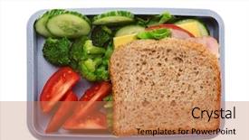  Presentation with lunch box - Colorful PPT theme enhanced with lunch box with delicious food backdrop and a coral colored foreground