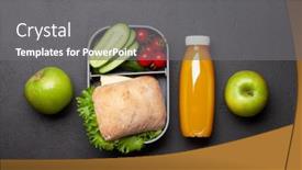  Presentation with school lunch - Presentation consisting of lunch-box-with-sandwich-vegetables background and a gray colored foreground