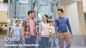  Presentation with friendship school - Presentation design featuring lunch break - education high school friendship drinks background and a ocean colored foreground