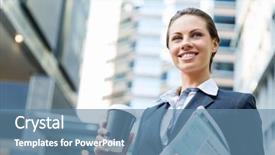  Presentation with young business woman smile show - Beautiful slide deck featuring lunch break - portrait of business woman walking backdrop and a teal colored foreground