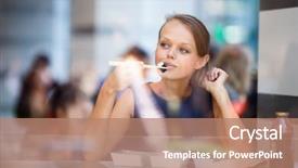  Presentation with healthy office - PPT layouts featuring while from her busy background and a coral colored foreground