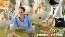  Presentation with lunch - Theme featuring lunch break in cafe background and a tawny brown colored foreground