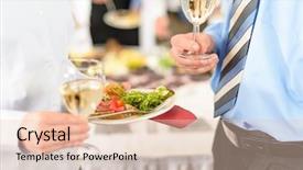  Presentation with appetizer - Amazing PPT layouts having formal party - refreshments at business meeting close-up backdrop and a lemonade colored foreground