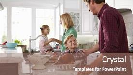  Presentation with turkey - Slides featuring lunch counter - family preparing roast turkey meal background and a coral colored foreground