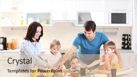  Presentation with pizza - Presentation having lunch counter - happy family eating pizza background and a lemonade colored foreground