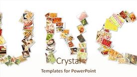  Presentation with lunch - Slide deck featuring lunch food collage photos background and a cream colored foreground