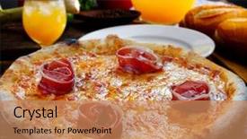  Presentation with prosciutto di parma - Theme enhanced with lunch hawaii - pizza with parma ham mozzarella background and a coral colored foreground