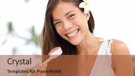  Presentation with healthy eating food photography - Slide set with lunch hawaii - woman eating sushi outside background and a red colored foreground