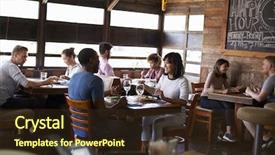  Presentation with happily married couples - Slides consisting of lunch in a busy restaurant background and a tawny brown colored foreground