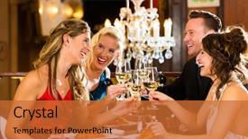  Presentation with dinner - PPT layouts featuring lunch in a fine restaurant background and a red colored foreground