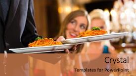  Presentation with dining restaurant - Cool new presentation with lunch in a fine restaurant backdrop and a coral colored foreground