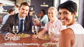  Presentation with restaurant business plan - Presentation theme consisting of lunch in a restaurant background and a red colored foreground