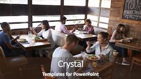  Presentation with lunch - Beautiful presentation design featuring lunch in a restaurant backdrop and a tawny brown colored foreground