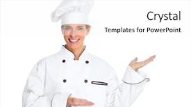  Presentation with isolated paw prints over white - Cool new PPT theme with lunch invitation - beautiful chef woman isolated backdrop and a  colored foreground