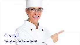  Presentation with beautiful midnight sun over - Colorful presentation design enhanced with lunch invitation - beautiful chef woman isolated backdrop and a  colored foreground