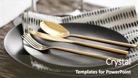 Presentation with table setting - PPT theme with lunch invitation - beautiful festive table setting closeup background and a tawny brown colored foreground