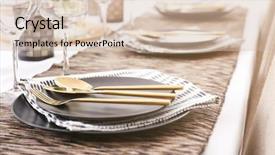  Presentation with table setting - Slide deck consisting of lunch invitation - beautiful festive table setting background and a soft green colored foreground