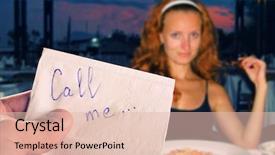  Presentation with call of dutty - Beautiful presentation theme featuring lunch invitation - call me message on napkin backdrop and a lemonade colored foreground