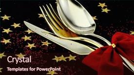  Presentation with cutlery - Slide set featuring lunch invitation - christmas cutlery spoon fork background and a wine colored foreground