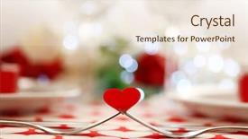  Presentation with heart - PPT theme having lunch invitation - heart between two forks background and a sky blue colored foreground