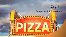  Presentation with state fair - PPT theme featuring lunch invitation - pizza sign at the state background and a light blue colored foreground