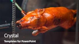  Presentation with pig - Presentation theme enhanced with lunch invitation - roast pig background and a tawny brown colored foreground