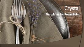 Presentation with rope - Slide set with lunch invitation - silverware tied with rope background and a tawny brown colored foreground