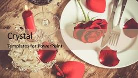  Presentation with table setting - Audience pleasing slide deck consisting of lunch invitation - table setting with red roses backdrop and a coral colored foreground
