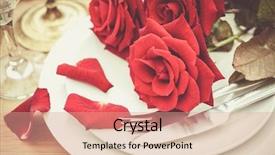  Presentation with invitation - Slide set having lunch invitation - table setting with red roses background and a coral colored foreground