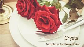  Presentation with invitation - Beautiful presentation theme featuring lunch invitation - table setting with red roses backdrop and a cream colored foreground
