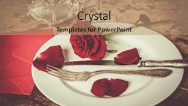  Presentation with table setting - Beautiful presentation theme featuring lunch invitation - table setting with red roses backdrop and a coral colored foreground