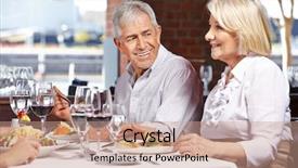  Presentation with invitation - Presentation theme with lunch invitation - two seniors eating background and a coral colored foreground